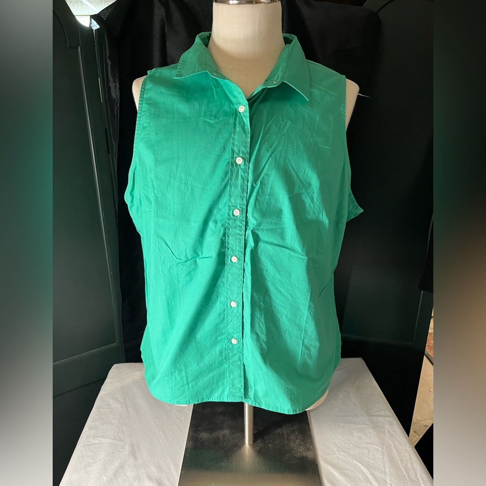 J. Crew Teal Sleeveless Button-Down Shirt